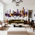 San Francisco Skyline Purple & Gold Mural Wallpaper - room preview 06
