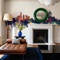 Cincinnati Ohio Skyline Blue & Bronze Mural Wallpaper - room preview 06