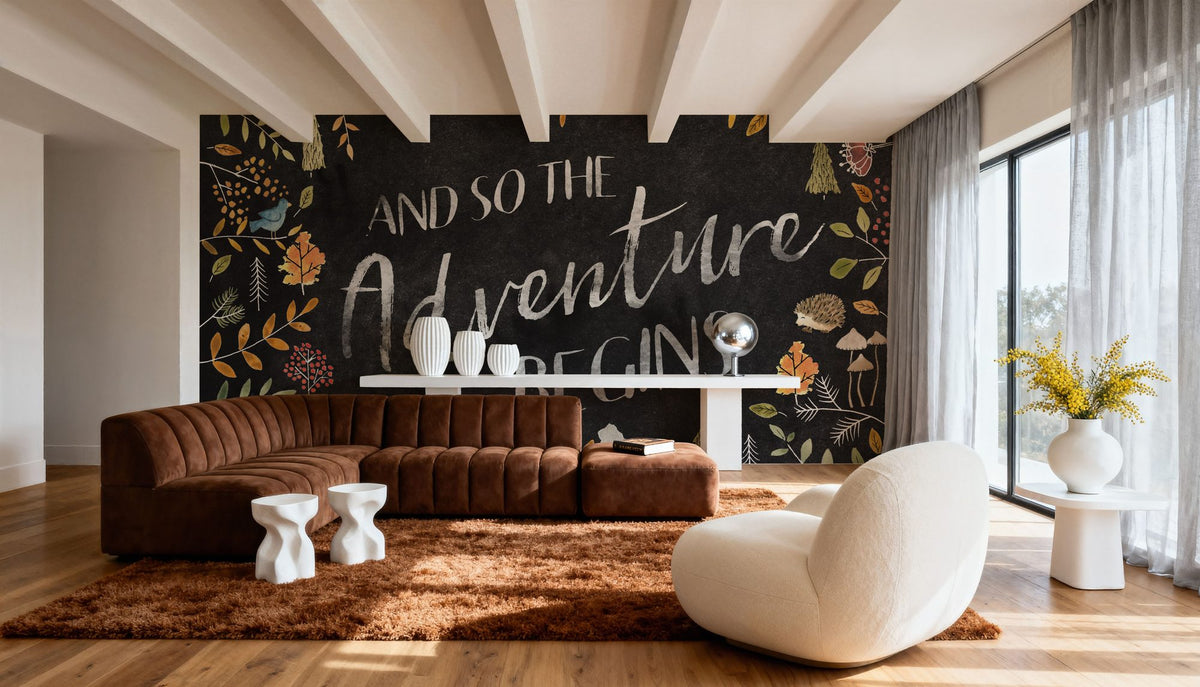 Woodland Whimsy I Black Mural Wallpaper - room preview 06