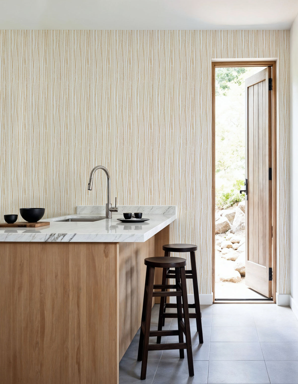 Lone Lines White Mural Wallpaper - room preview 06