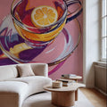 Clear Cup of Tea with Lemon Mural Wallpaper - room preview 06