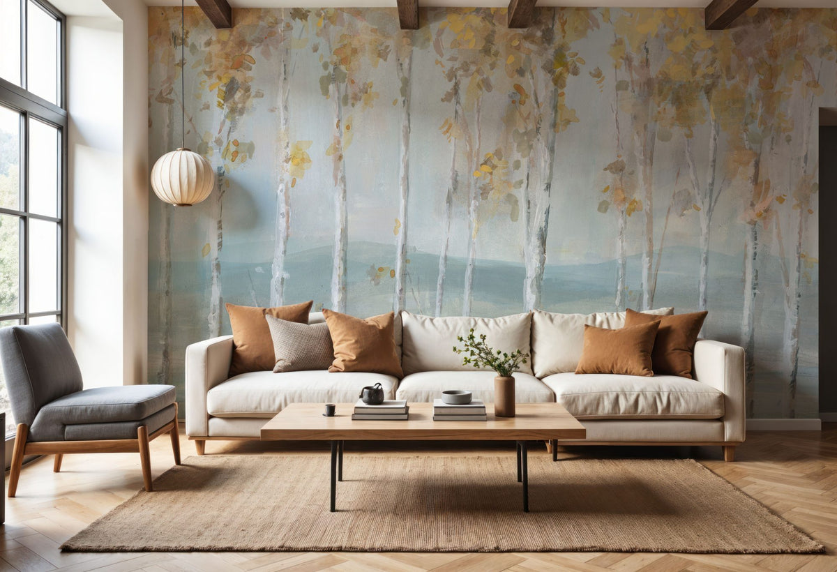 Lakeview Birches Mural Wallpaper - room preview 06