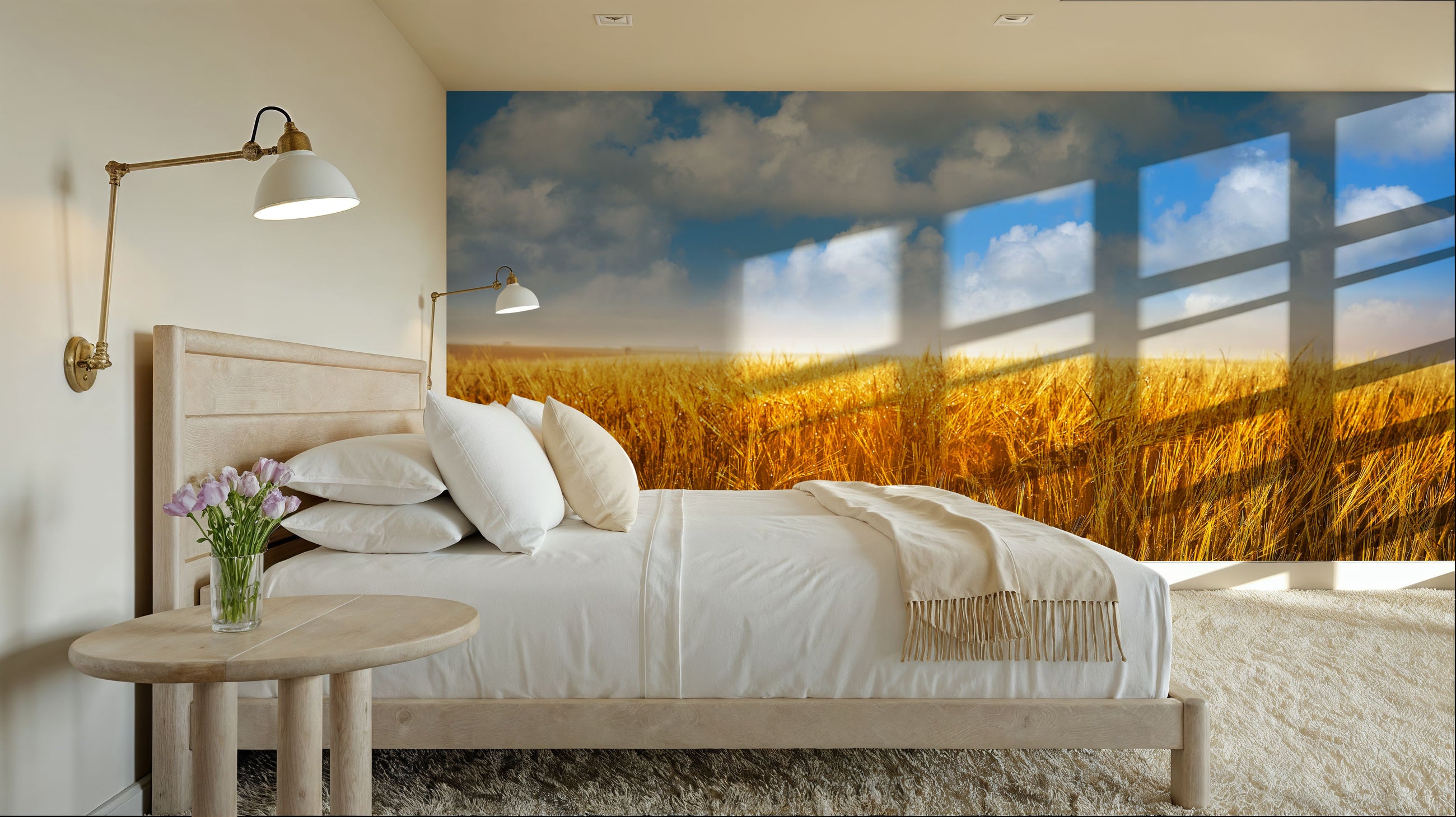 Amber Field Sky Mural Wallpaper