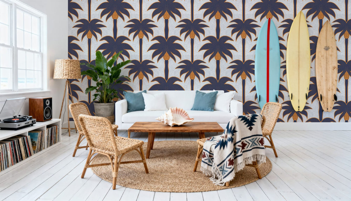 Graphic Palms, Grape Mural Wallpaper - room preview 06