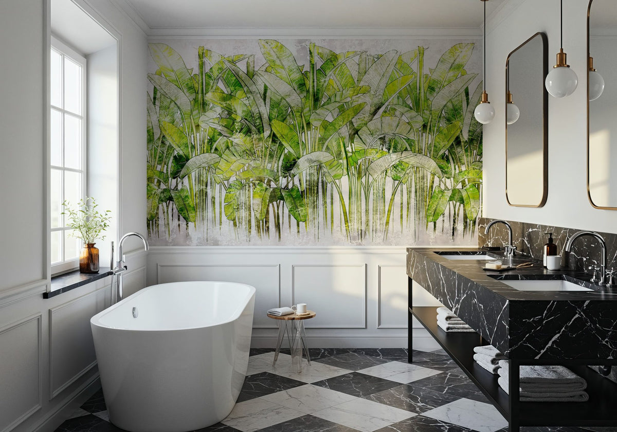 Wild Green Leaves Mural Wallpaper - room preview 06
