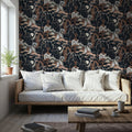 Whispers of the Mountain Pattern, Midnight Mural Wallpaper - room preview 06