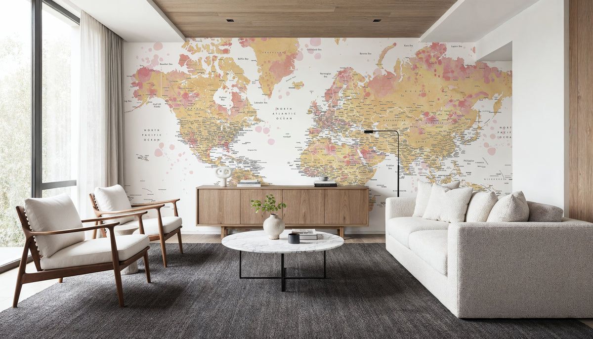 World Map Cities - Amanda Mural Wallpaper - room preview 06