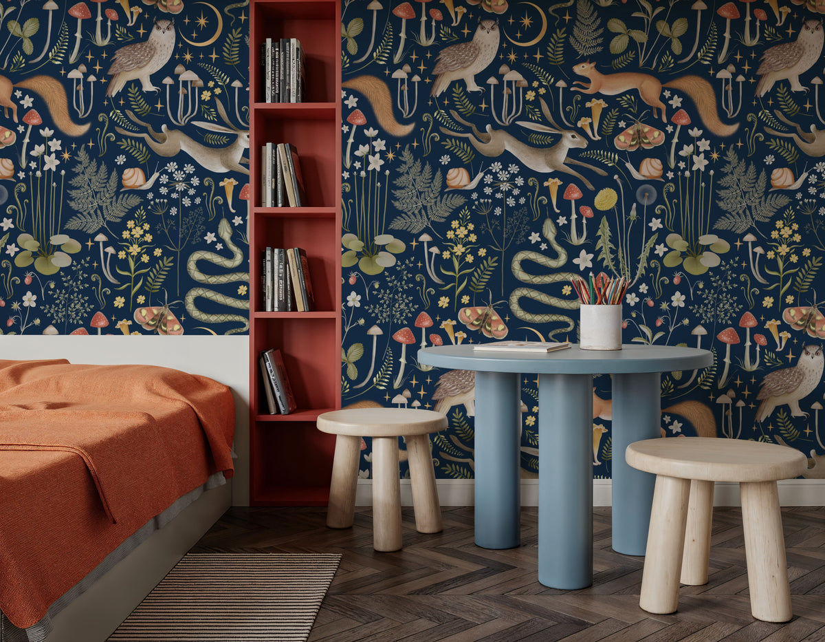 Fantasy Forest - Midnight Blue Mural Wallpaper - room preview 06