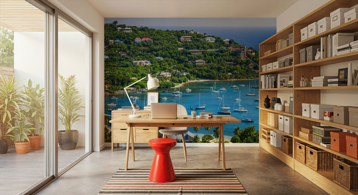 Tropical Harbor Mural Wallpaper - room preview 06