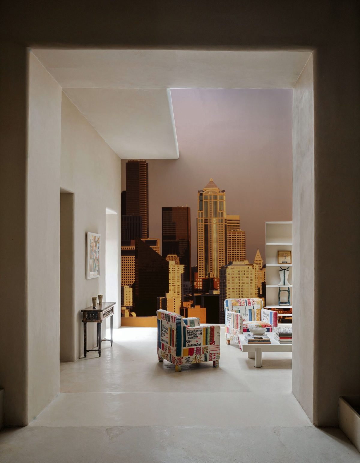 Golden Metropolis Dusk Mountain Mural Wallpaper - room preview 06