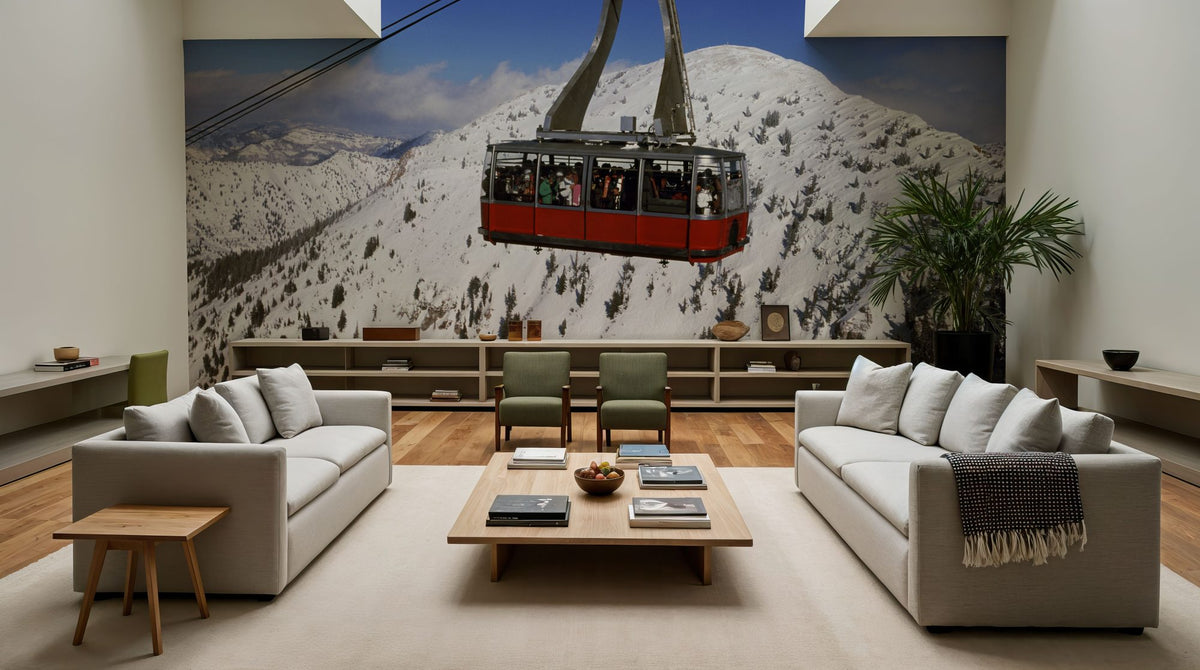 Crimson Lift Over Snow Peaks Mural Wallpaper - room preview 06