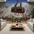 Crimson Lift Over Snow Peaks Mural Wallpaper - room preview 06