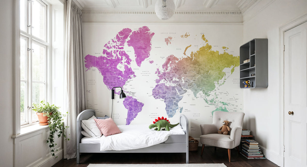 World Map - Leo Mural Wallpaper - room preview 06