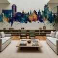 Stavanger Norway Skyline Blue & Bronze Mural Wallpaper - room preview 06