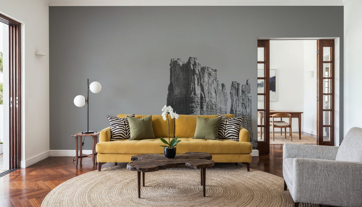 Monument Valley II BW Mural Wallpaper - room preview 06