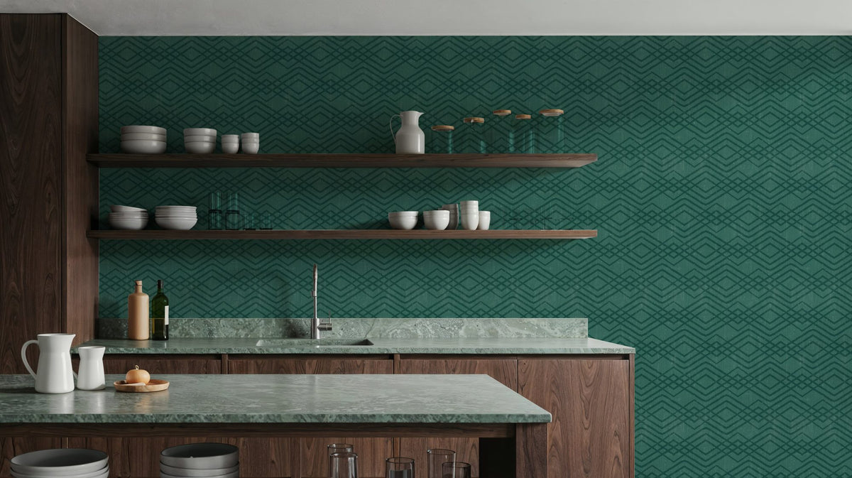 Woodland Waves Tropical Green Mural Wallpaper - room preview 06