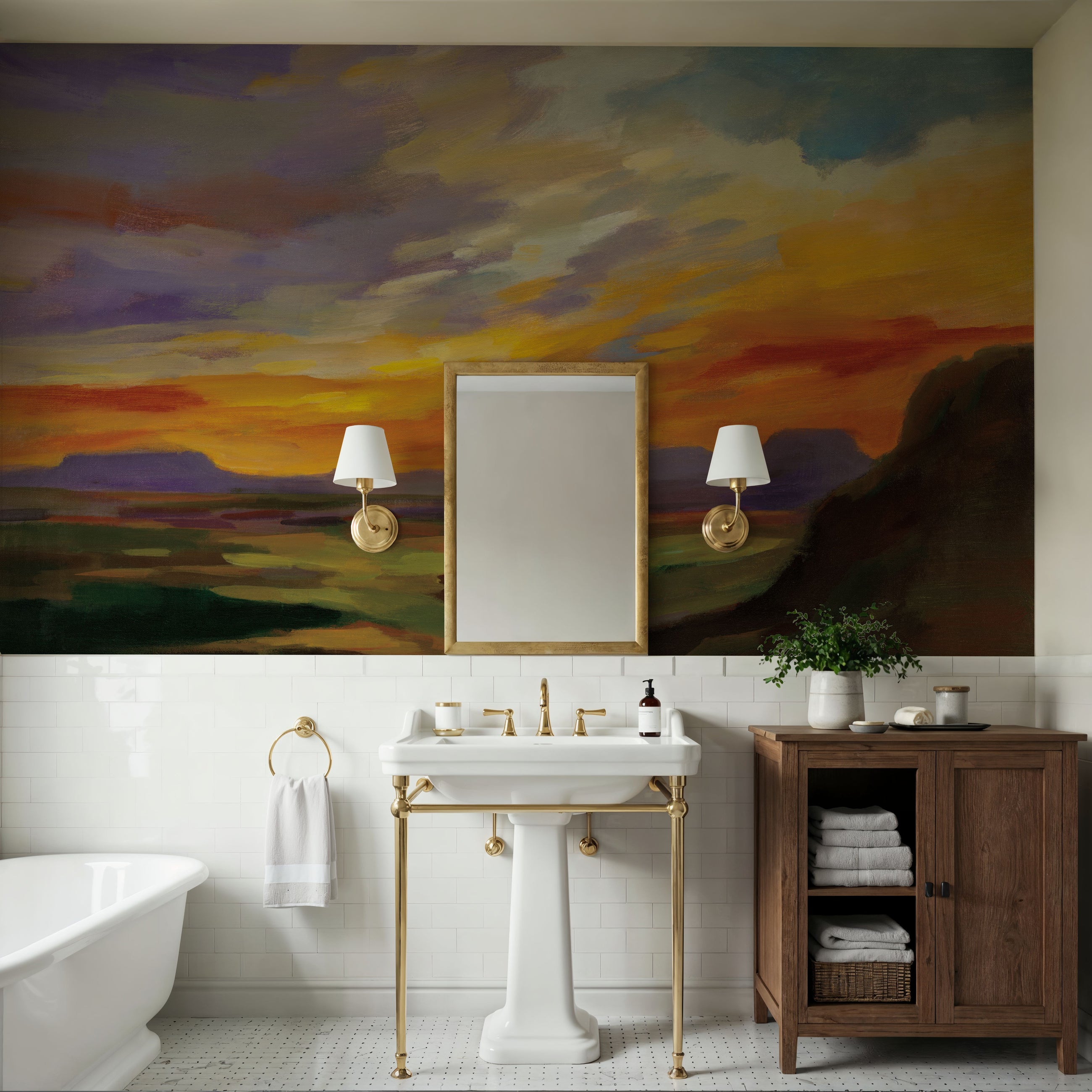Abstract Sonoran Desert Mural Wallpaper