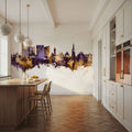 Swindon England Skyline Purple & Gold Mural Wallpaper - room preview 06