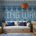 Coastal Cross Stitch I Mural Wallpaper - room preview 06