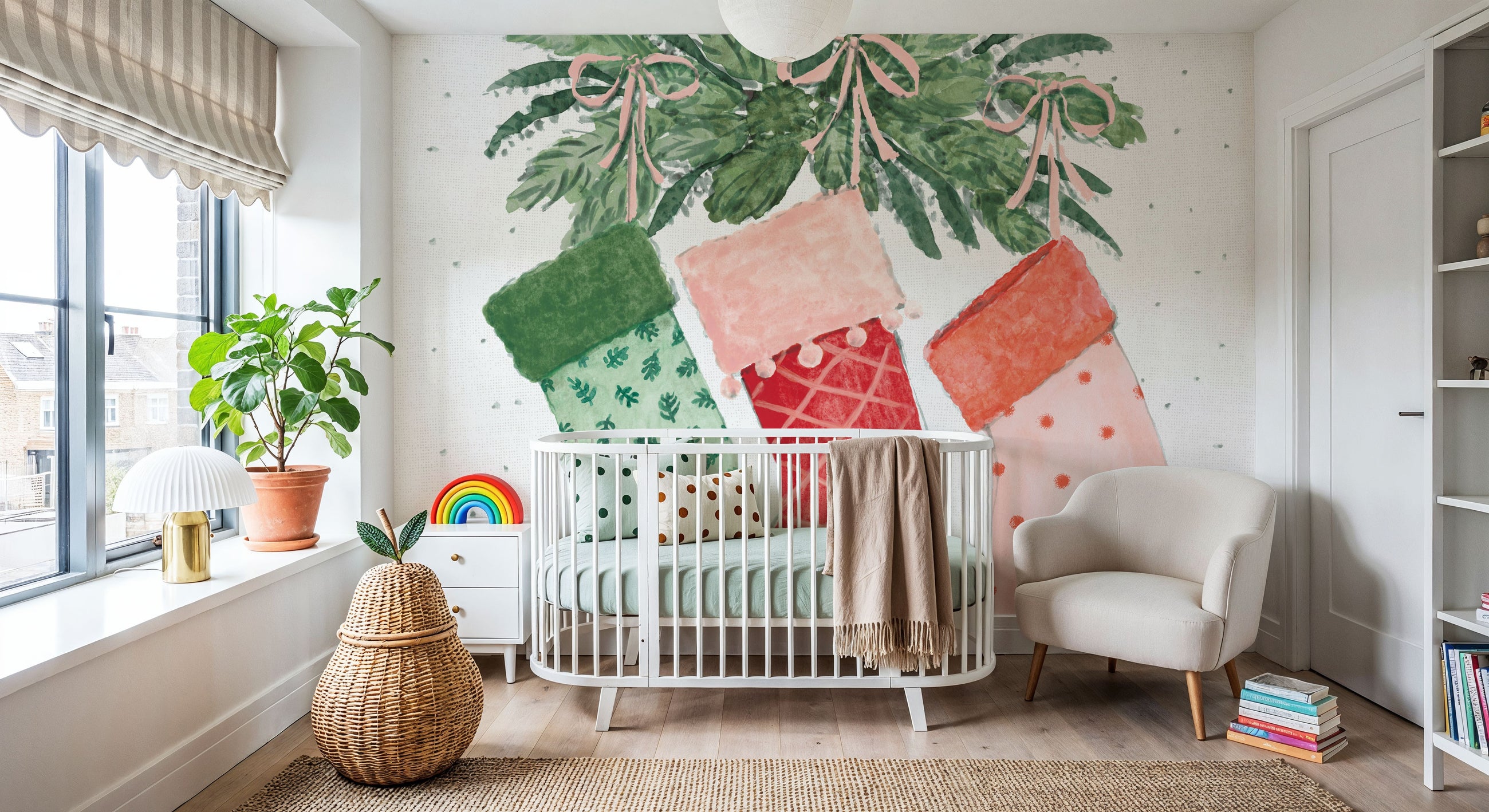 Holiday Bows II Mural Wallpaper