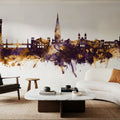 San Sebastian Spain Skyline Purple & Gold Mural Wallpaper - room preview 06