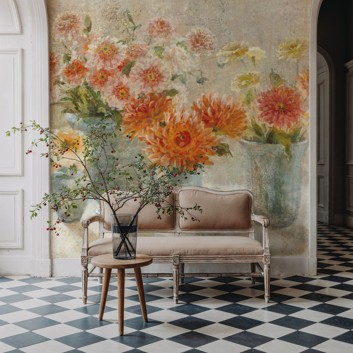 Dahlias in Vases Mural Wallpaper - room preview 06