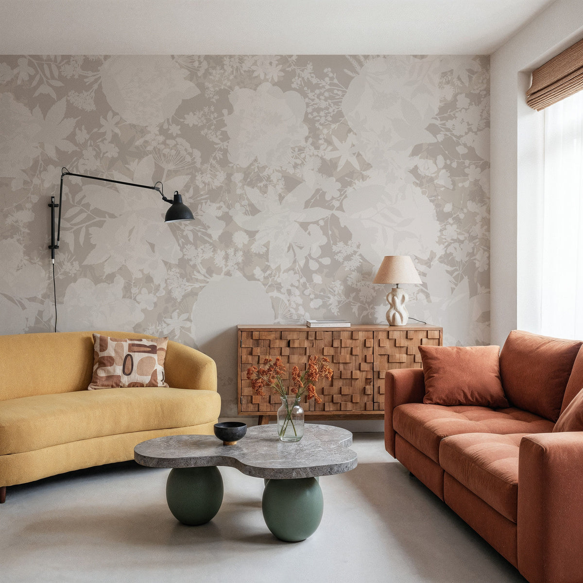 Flower Silhouette No Stain Mural Wallpaper - room preview 06