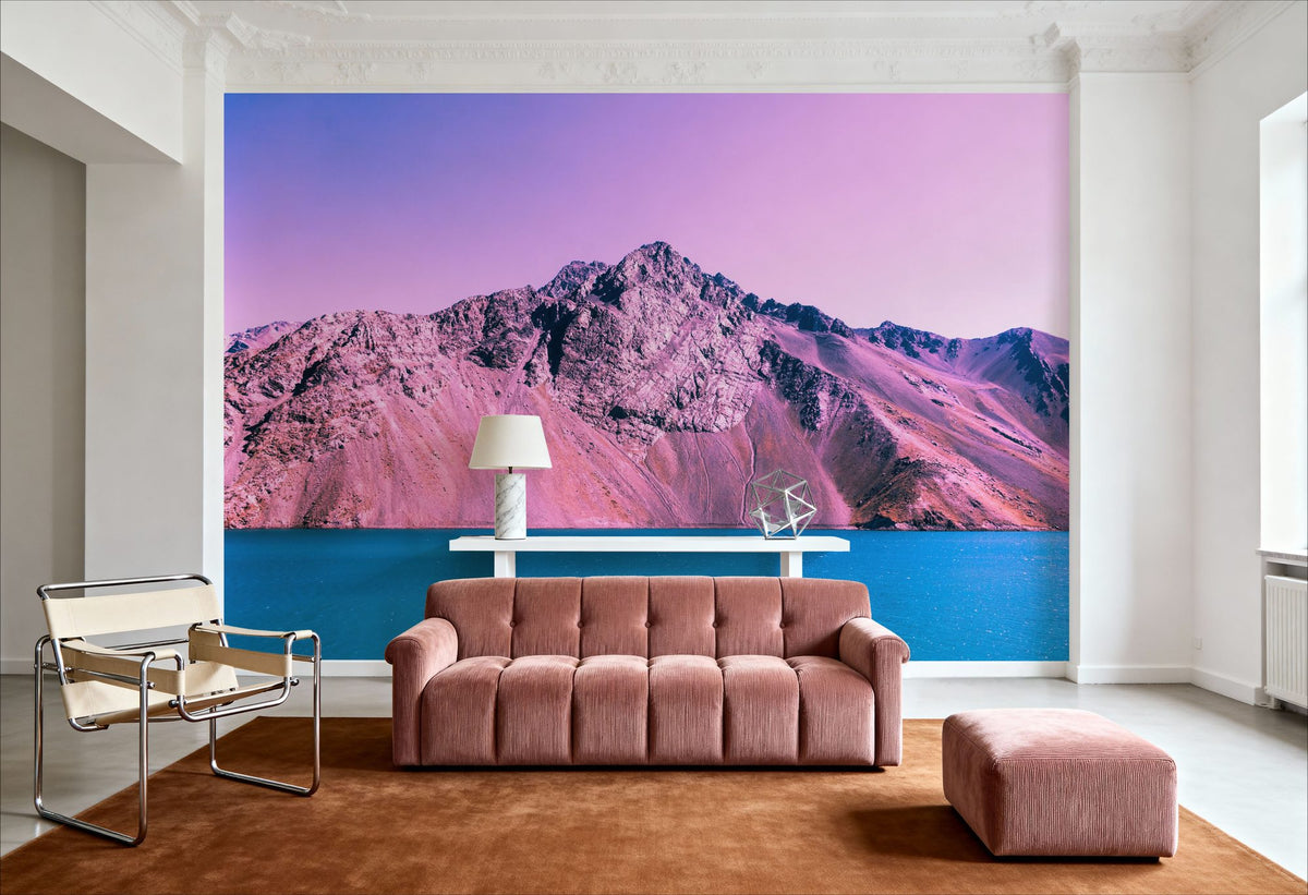 Pink Mountain Mural Wallpaper - room preview 06