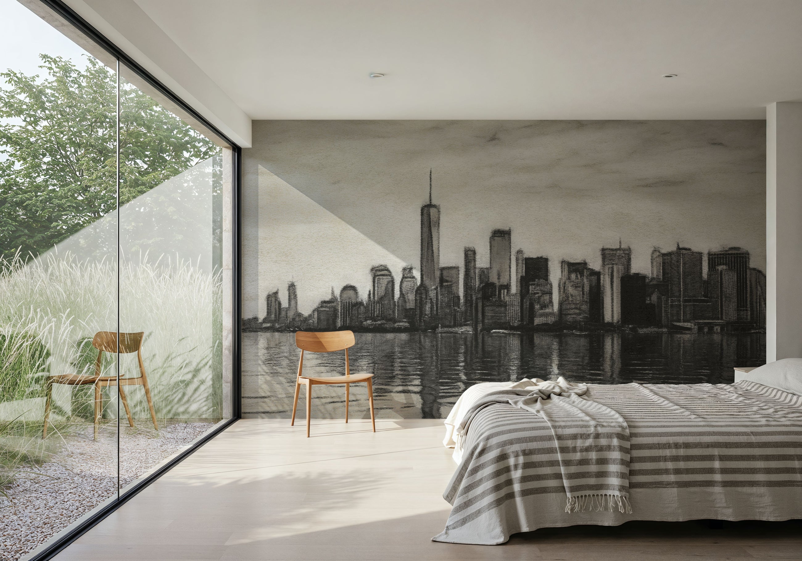 Charcoal New York Mural Wallpaper