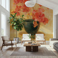 Pink Orchids in Black Vase Mural Wallpaper - room preview 06