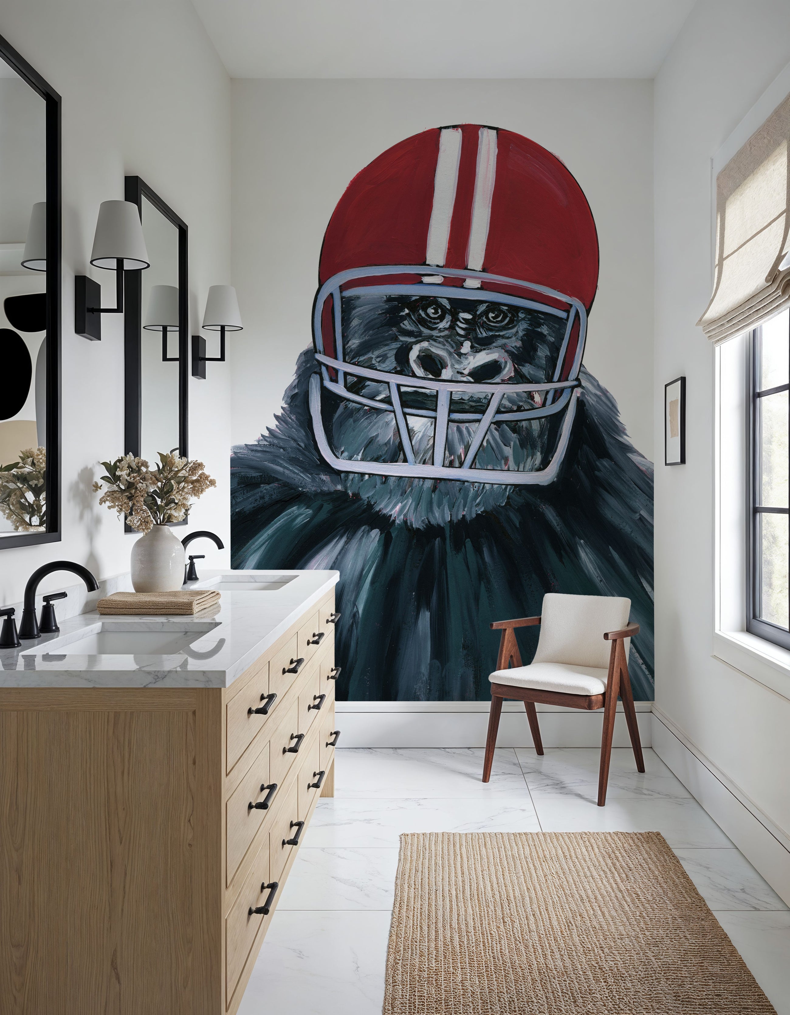 Football Gorilla Mural Wallpaper