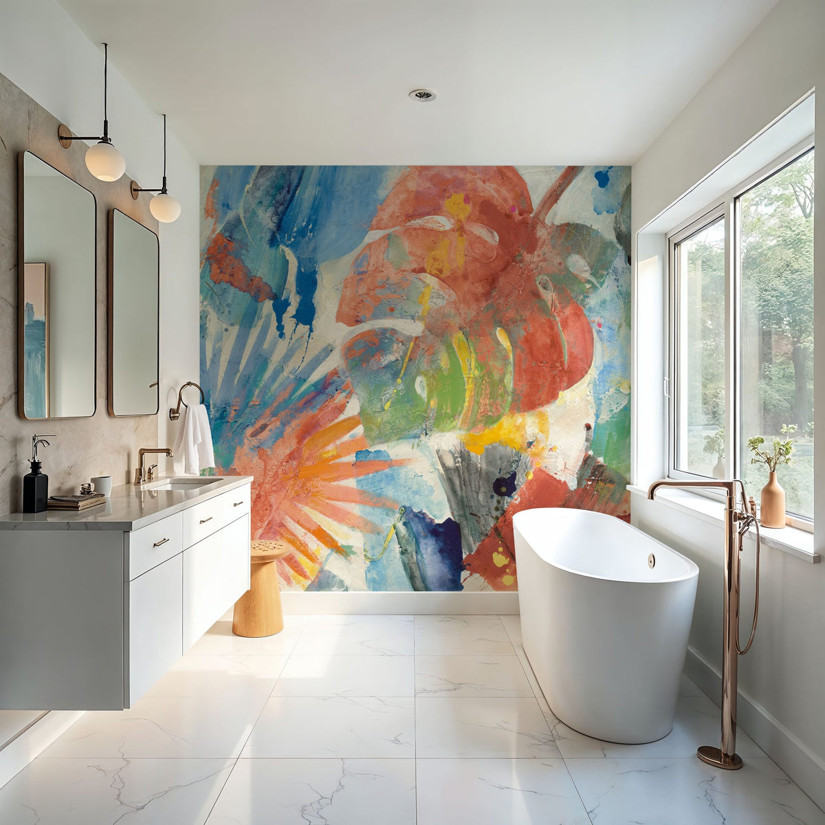 Palm Abstract Bright Mural Wallpaper - room preview 06