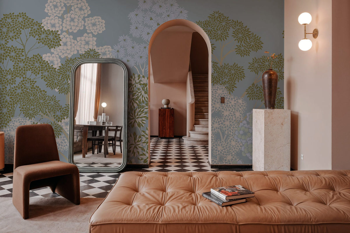Overleaf Woodland, French Blue Mural Wallpaper - room preview 06