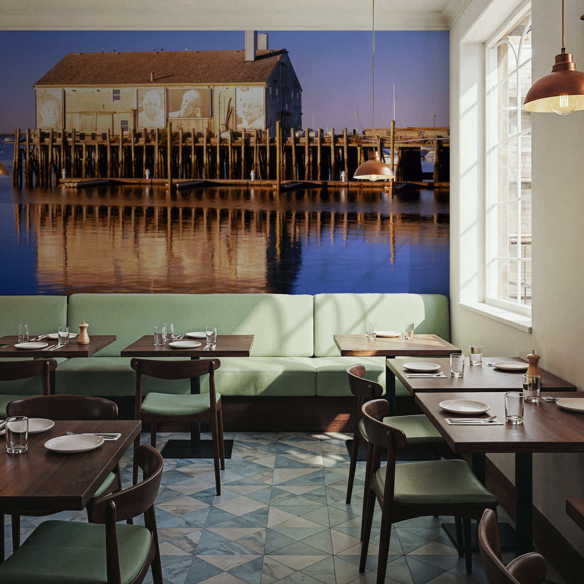 Harbor Reflection Mural Wallpaper - room preview 06
