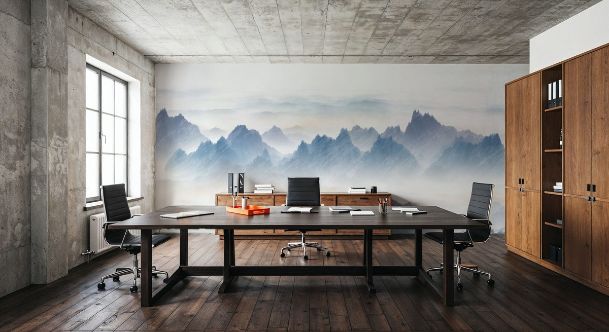 Mountain Landscape Brush Mural Wallpaper - room preview 06