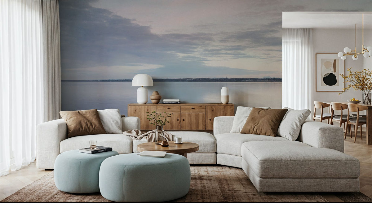 Bay Clouds Reflections Mural Wallpaper - room preview 06