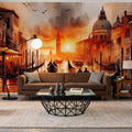 Fiery Sunset Over Venice Canal Mural Wallpaper - room preview 06