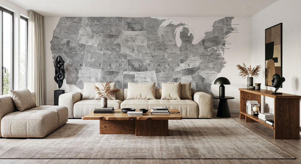 US State Map - Jimmy Mural Wallpaper - room preview 06