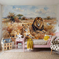 Lions II - Watercolor Predators Series Mural Wallpaper - room preview 06