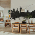 Boulder Colorado Skyline Black & White Mural Wallpaper - room preview 06