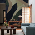 Dynamic Fields, Butter Yellow & Navy Mural Wallpaper - room preview 06