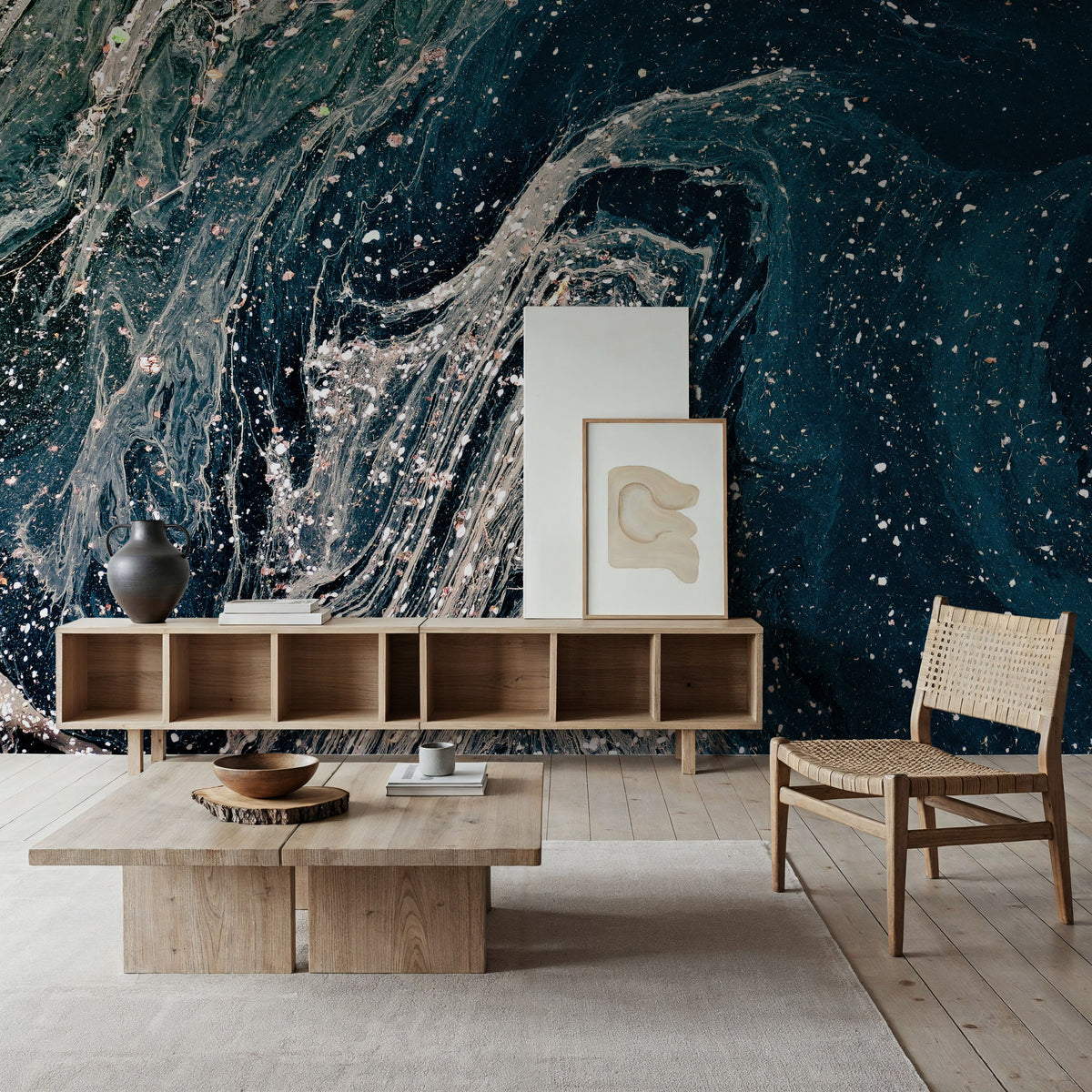 Marbled Paper, Dark Mural Wallpaper - room preview 06