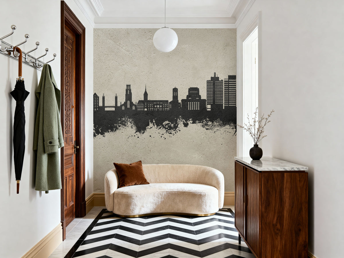 Duisburg Germany Skyline Concrete Mural Wallpaper - room preview 06