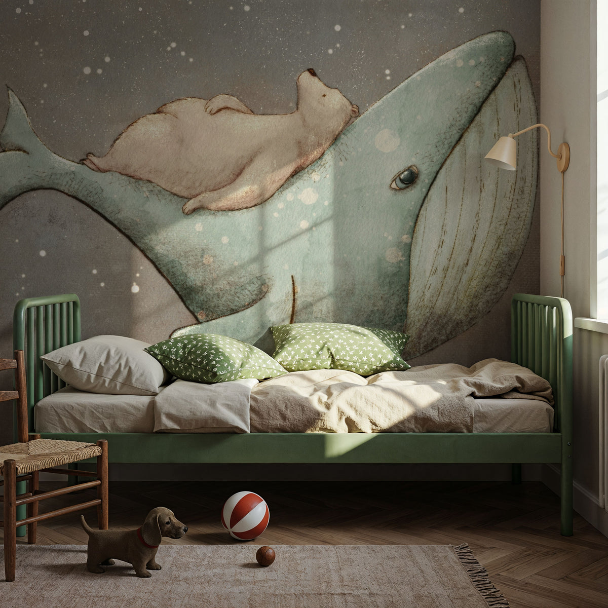 Dreaming Whale & Bear Mural Wallpaper - room preview 06