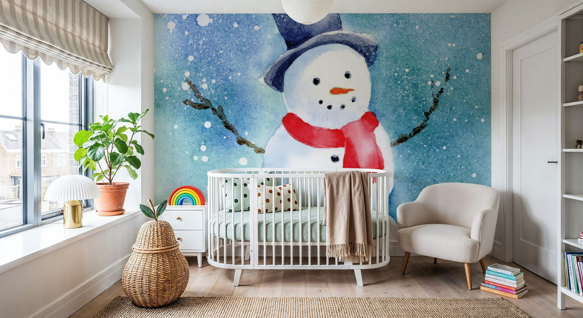 Happy Snowman Mural Wallpaper - room preview 06