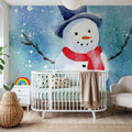 Happy Snowman Mural Wallpaper - room preview 06
