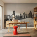 Charles Bridge BW Mural Wallpaper - room preview 06