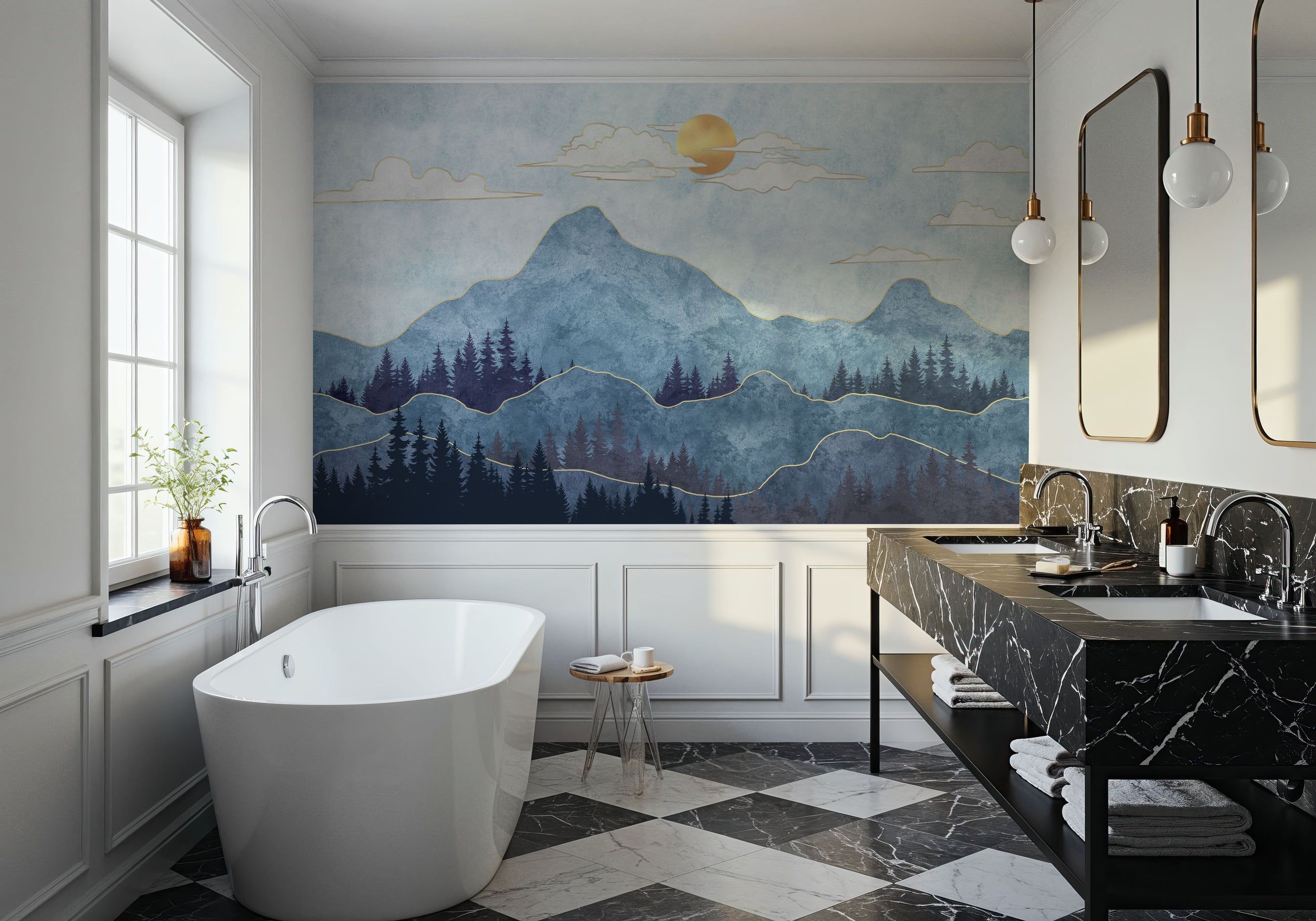 Blue Haze Mountains Mural Wallpaper
