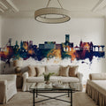 Saint-Étienne France Skyline Blue & Bronze Mural Wallpaper - room preview 06