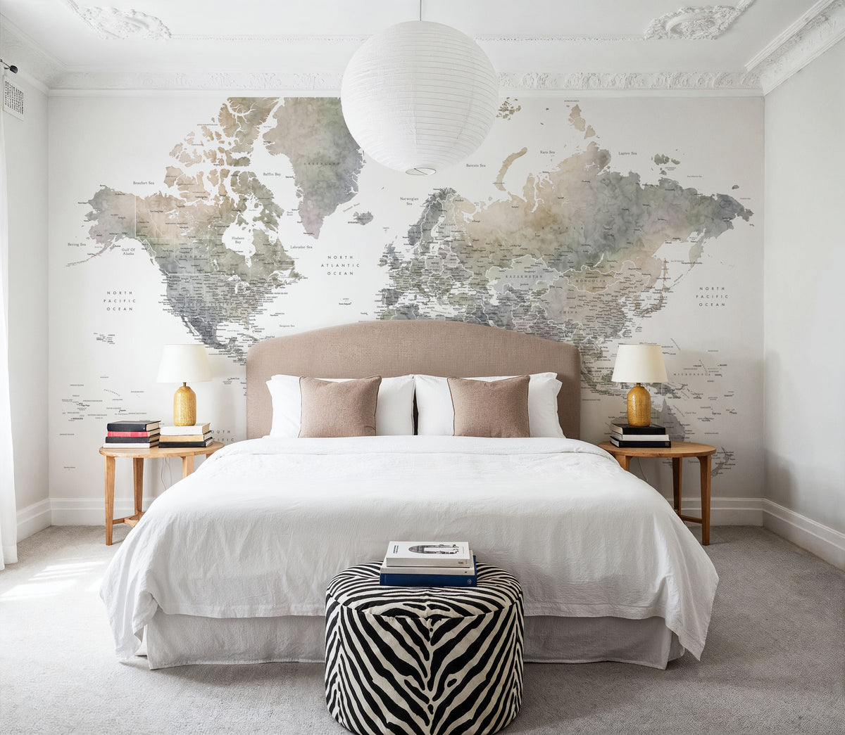 World Map Cities - Habiki Mural Wallpaper - room preview 06